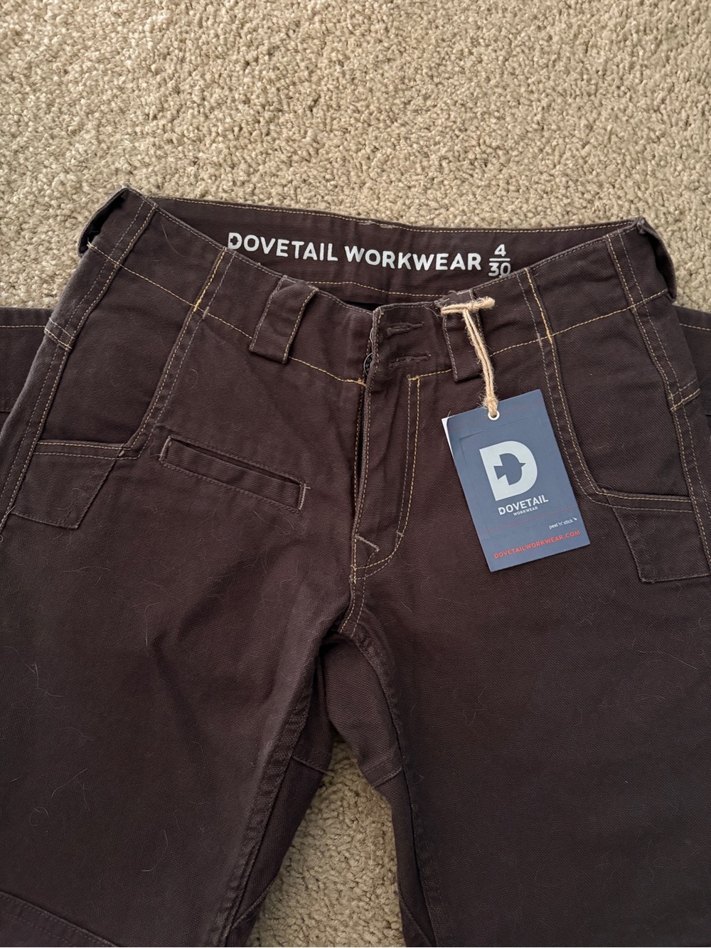 NWT Straight-Leg Women's Dovetail Workwear Utility Jeans in Dark Brown - Picture 4 of 4